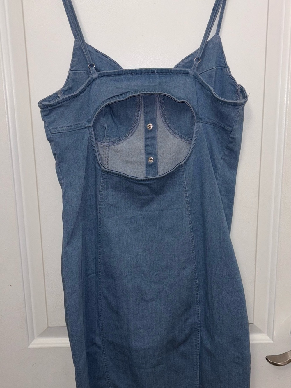 Blue Denim Button-Front Mini Dress - Picture 5 of 10